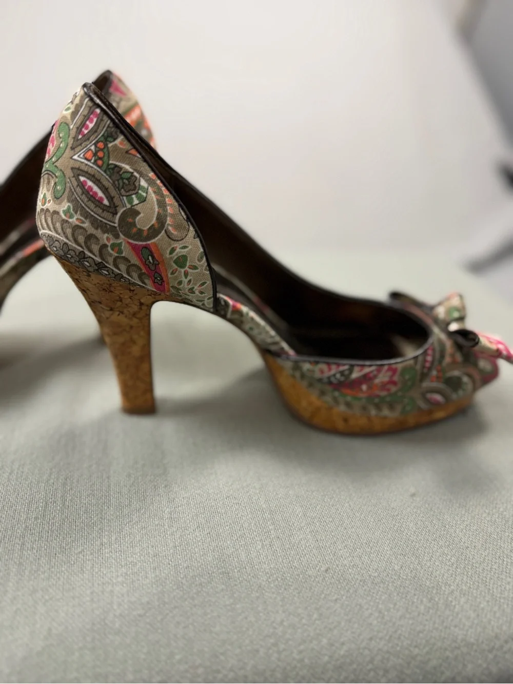 Unlisted Vintage Style Floral Paisley Bow Heels Retro Chic Pumps Sz 9 - Picture 5 of 9